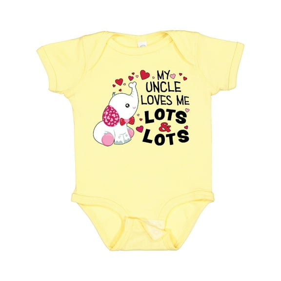 Inktastic My Uncle Loves Me Lots and Lots Cute Elephant Boys or Girls Baby Bodysuit