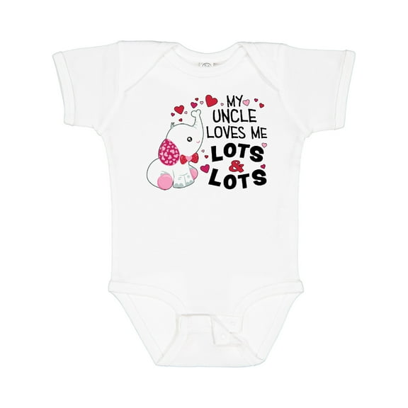Inktastic My Uncle Loves Me Lots and Lots Cute Elephant Boys or Girls Baby Bodysuit