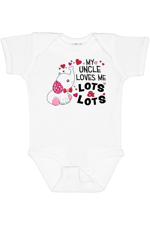 My Uncle Loves Me Lots and Lots Cute Elephant Boys or Girls Baby Bodysuit