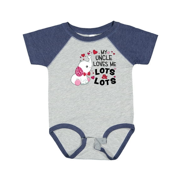 Inktastic My Uncle Loves Me Lots and Lots Cute Elephant Boys or Girls Baby Bodysuit