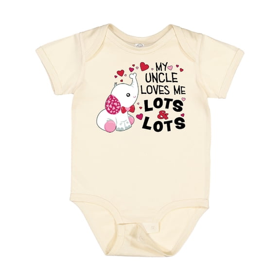 Inktastic My Uncle Loves Me Lots and Lots Cute Elephant Boys or Girls Baby Bodysuit