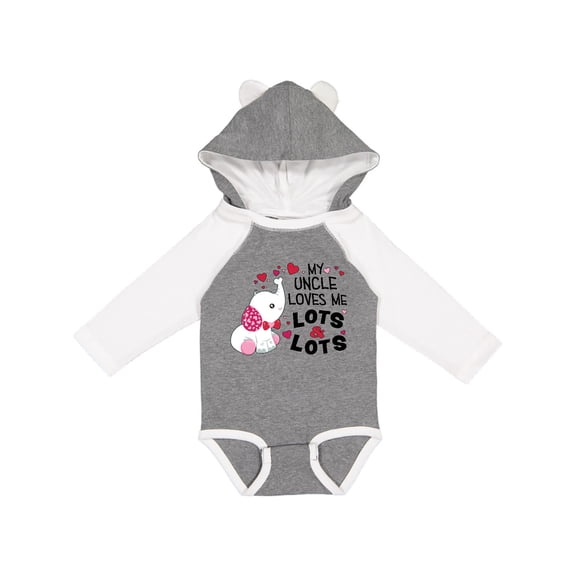 Inktastic My Uncle Loves Me Lots and Lots Cute Elephant Boys or Girls Long Sleeve Baby Bodysuit