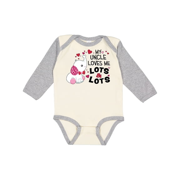Inktastic My Uncle Loves Me Lots and Lots Cute Elephant Boys or Girls Long Sleeve Baby Bodysuit
