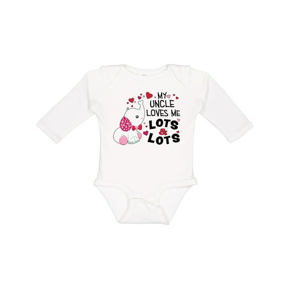 Inktastic My Uncle Loves Me Lots and Lots Cute Elephant Boys or Girls Long Sleeve Baby Bodysuit