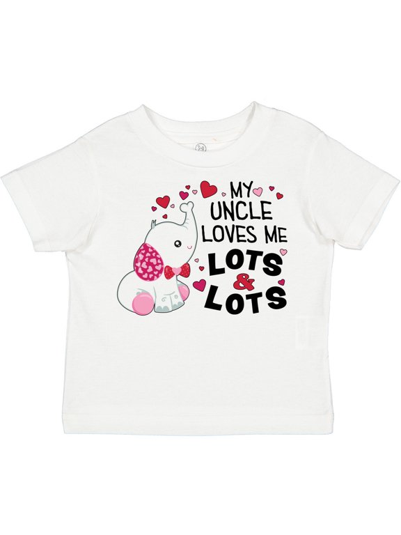My Uncle Loves Me Lots and Lots- Cute Elephant Boys or Girls Toddler T-Shirt