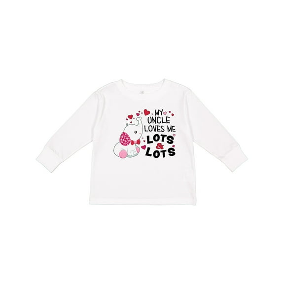 Inktastic My Uncle Loves Me Lots and Lots- cute elephant Boys or Girls Long Sleeve Toddler T-Shirt