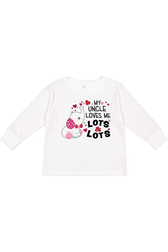 My Uncle Loves Me Lots and Lots- cute elephant Boys or Girls Long Sleeve Toddler T-Shirt