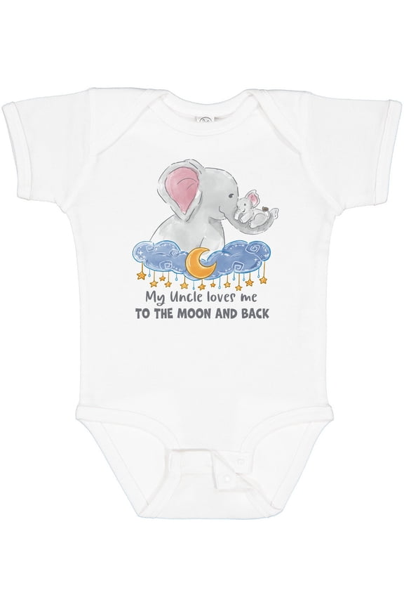 My Uncle Loves Me to the Moon and Back Elephant Family Boys or Girls Baby Bodysuit