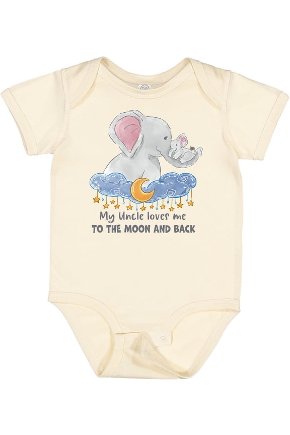 My Uncle Loves Me to the Moon and Back Elephant Family Boys or Girls Baby Bodysuit