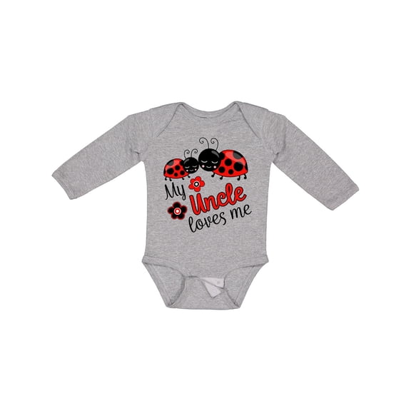Inktastic My Uncle Loves Me with Cute Ladybugs Boys or Girls Long Sleeve Baby Bodysuit