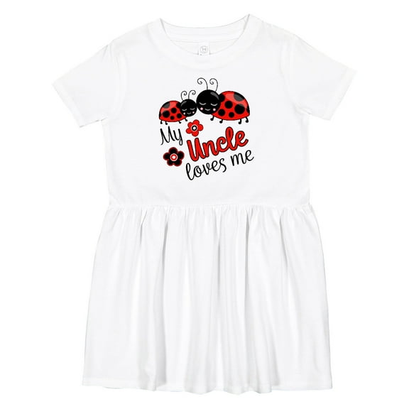 Inktastic My Uncle Loves Me with Cute Ladybugs Girls Toddler Dress