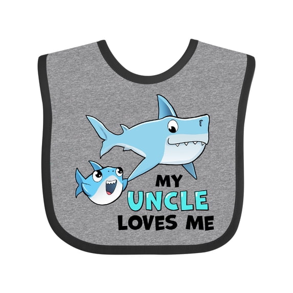 Inktastic My Uncle Loves Me with Cute Sharks Boys or Girls Baby Bib
