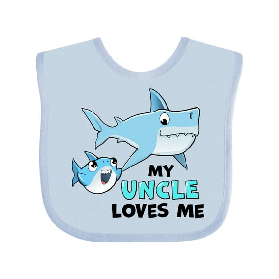 Inktastic My Uncle Loves Me with Cute Sharks Boys or Girls Baby Bib