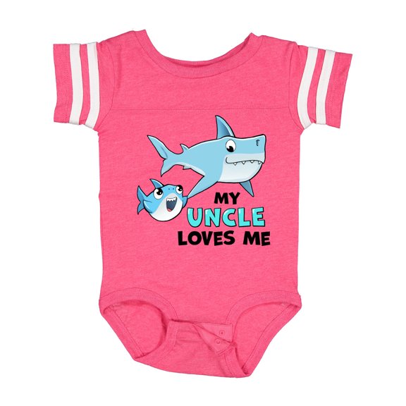 Inktastic My Uncle Loves Me with Cute Sharks Boys or Girls Baby Bodysuit