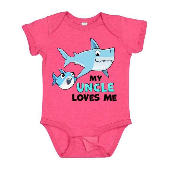 Inktastic My Uncle Loves Me with Cute Sharks Boys or Girls Baby Bodysuit