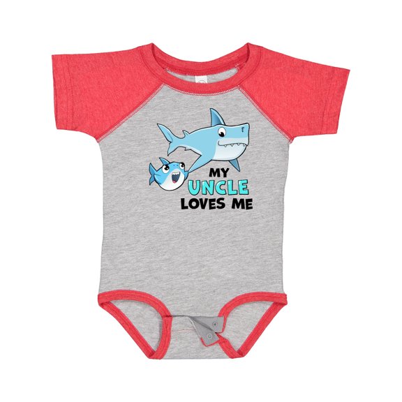 Inktastic My Uncle Loves Me with Cute Sharks Boys or Girls Baby Bodysuit