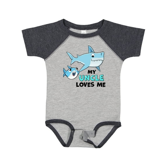 Inktastic My Uncle Loves Me with Cute Sharks Boys or Girls Baby Bodysuit