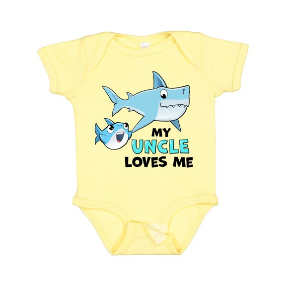 Inktastic My Uncle Loves Me with Cute Sharks Boys or Girls Baby Bodysuit