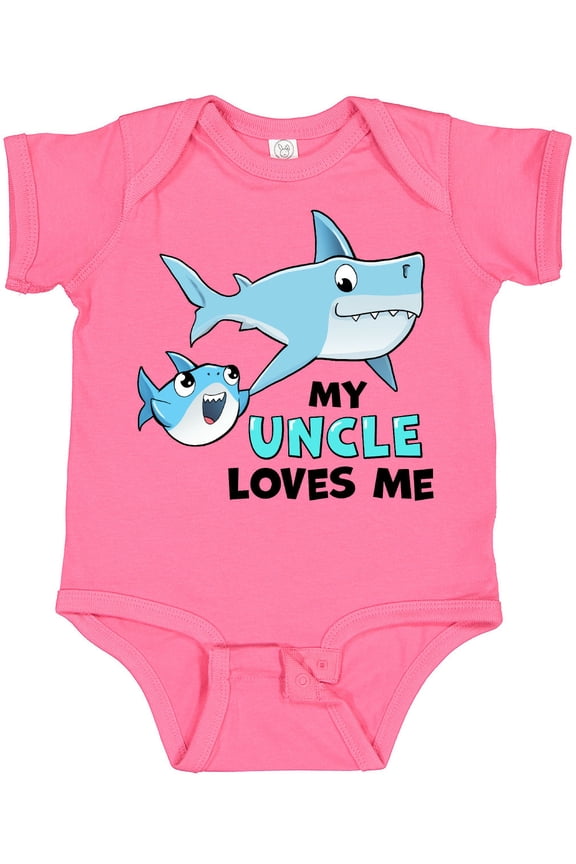 My Uncle Loves Me with Cute Sharks Boys or Girls Baby Bodysuit