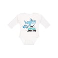 thumbnail image 1 of Inktastic My Uncle Loves Me with Cute Sharks Boys or Girls Long Sleeve Baby Bodysuit, 1 of 5