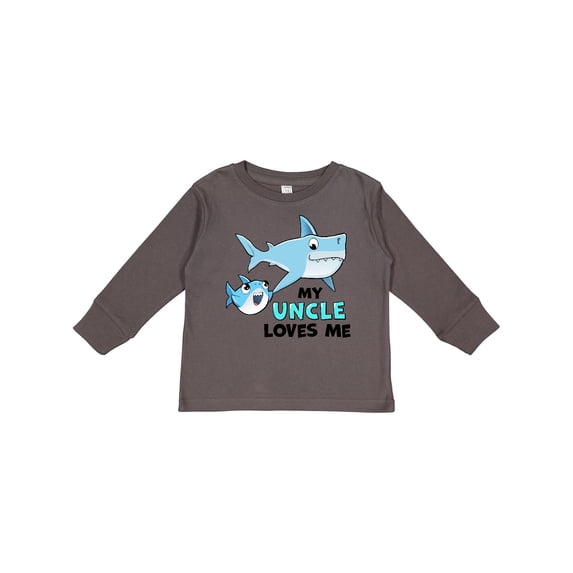 Inktastic My Uncle Loves Me with Cute Sharks Boys or Girls Long Sleeve Toddler T-Shirt