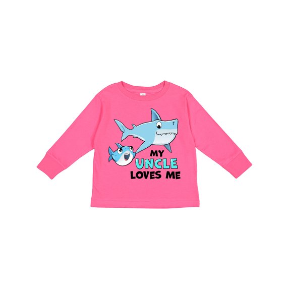 Inktastic My Uncle Loves Me with Cute Sharks Boys or Girls Long Sleeve Toddler T-Shirt