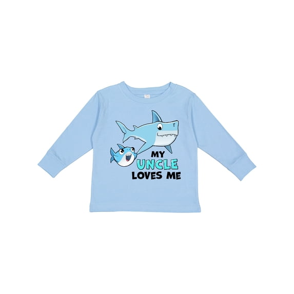 Inktastic My Uncle Loves Me with Cute Sharks Boys or Girls Long Sleeve Toddler T-Shirt