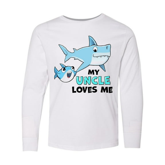 Inktastic My Uncle Loves Me with Cute Sharks Long Sleeve Youth T-Shirt