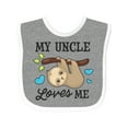 thumbnail image 1 of Inktastic My Uncle Loves Me with Sloth and Hearts Boys or Girls Baby Bib, 1 of 4