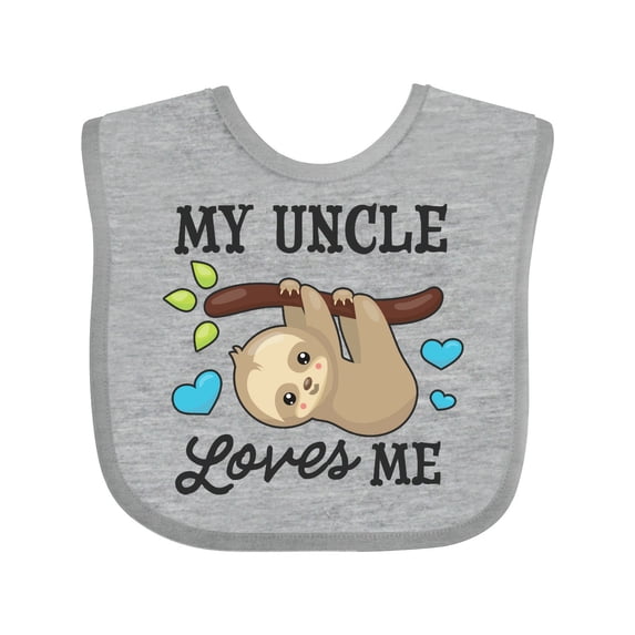 Inktastic My Uncle Loves Me with Sloth and Hearts Boys or Girls Baby Bib