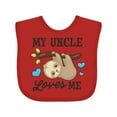 thumbnail image 1 of Inktastic My Uncle Loves Me with Sloth and Hearts Boys or Girls Baby Bib, 1 of 4