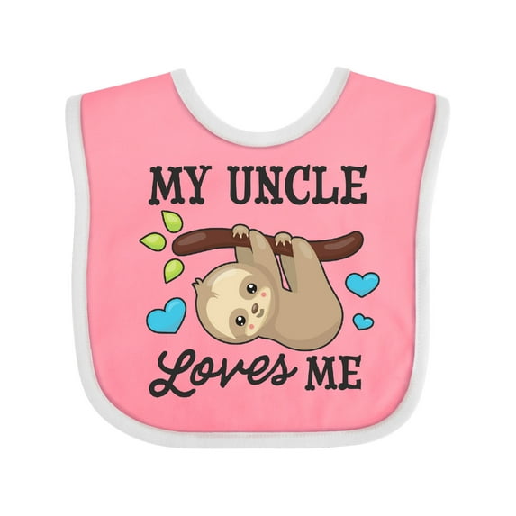 Inktastic My Uncle Loves Me with Sloth and Hearts Boys or Girls Baby Bib