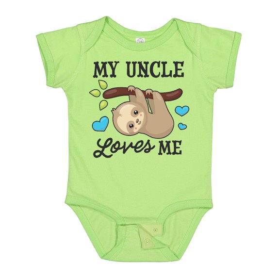 Inktastic My Uncle Loves Me with Sloth and Hearts Boys or Girls Baby Bodysuit
