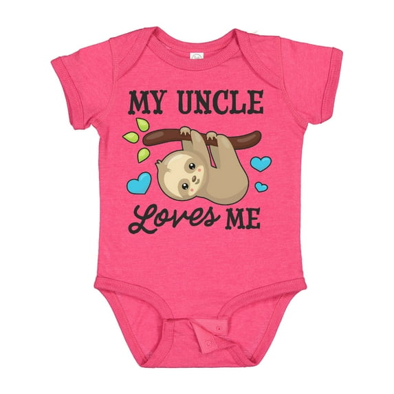 Inktastic My Uncle Loves Me with Sloth and Hearts Boys or Girls Baby Bodysuit