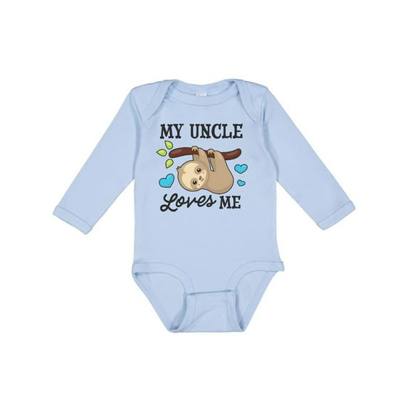 Inktastic My Uncle Loves Me with Sloth and Hearts Boys or Girls Long Sleeve Baby Bodysuit