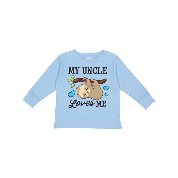 Inktastic My Uncle Loves Me with Sloth and Hearts Boys or Girls Long Sleeve Toddler T-Shirt