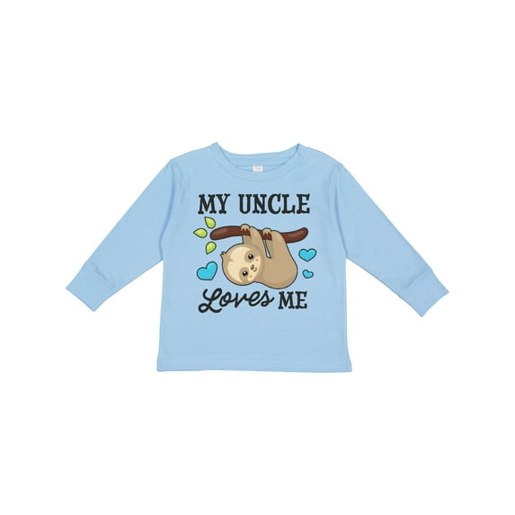 Inktastic My Uncle Loves Me with Sloth and Hearts Boys or Girls Long Sleeve Toddler T-Shirt