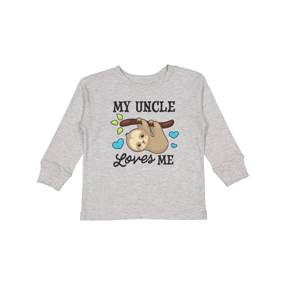 Inktastic My Uncle Loves Me with Sloth and Hearts Boys or Girls Long Sleeve Toddler T-Shirt
