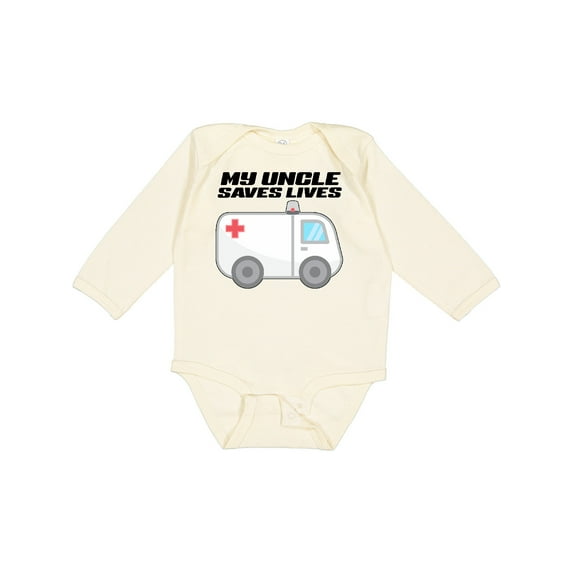 Inktastic My Uncle Saves Lives- Ambulance Boys or Girls Long Sleeve Baby Bodysuit
