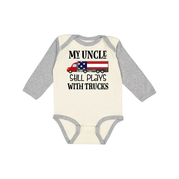 Inktastic My Uncle Still Plays with Trucks Boys or Girls Long Sleeve Baby Bodysuit