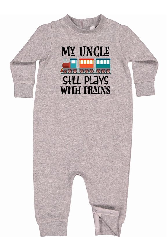 My Uncle Still Plays with Trains Baby Fleece Romper