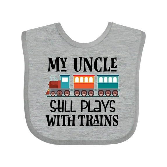 Inktastic My Uncle Still Plays with Trains Boys or Girls Baby Bib