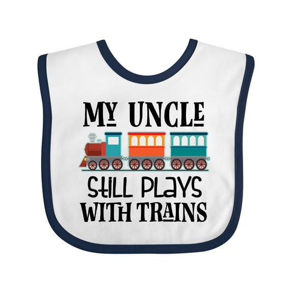 Inktastic My Uncle Still Plays with Trains Boys or Girls Baby Bib