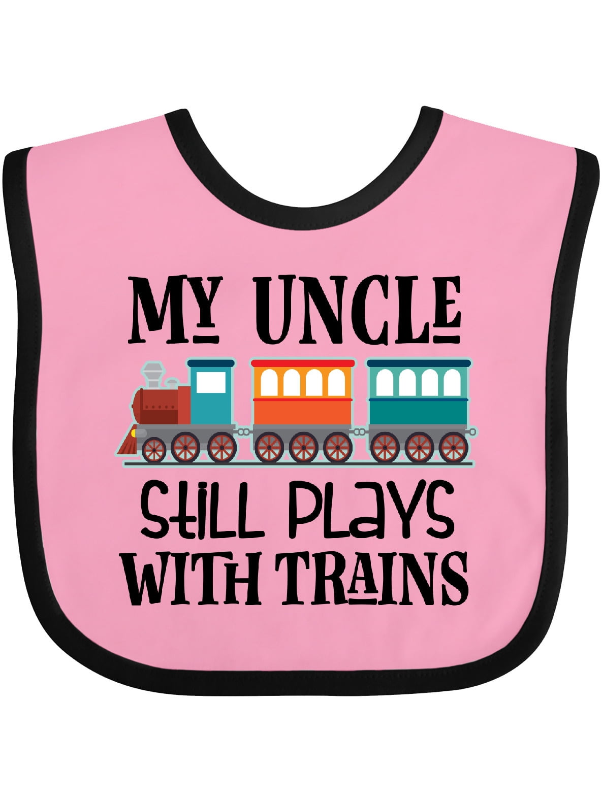Inktastic My Uncle Still Plays with Trains Boys or Girls Baby Bib ...