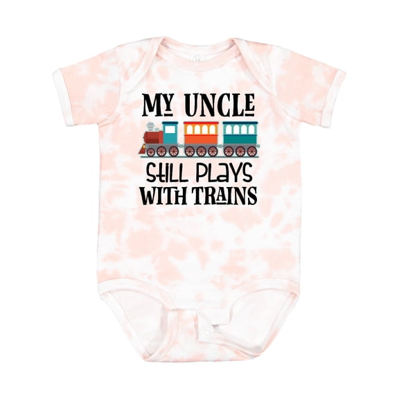 Inktastic My Uncle Still Plays with Trains Boys or Girls Baby Bodysuit