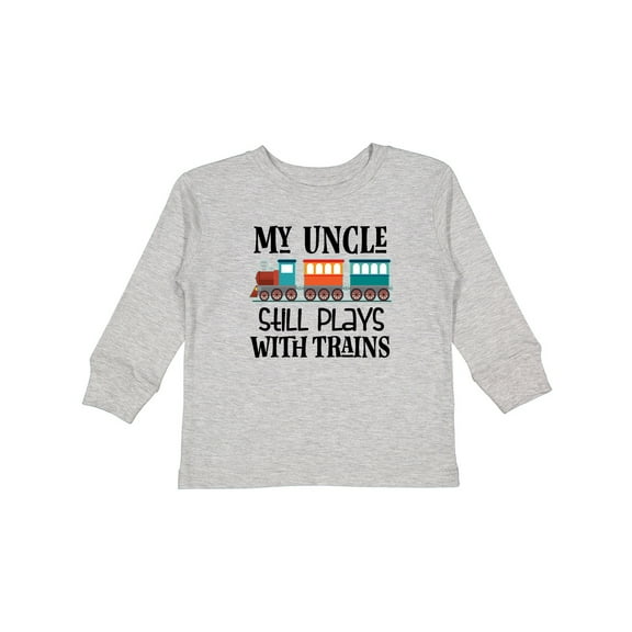 Inktastic My Uncle Still Plays with Trains Boys or Girls Long Sleeve Toddler T-Shirt