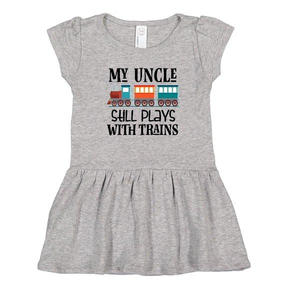 Inktastic My Uncle Still Plays with Trains Girls Toddler Dress