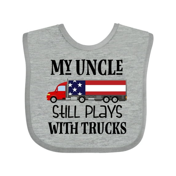 Inktastic My Uncle Still Plays with Trucks Boys or Girls Baby Bib