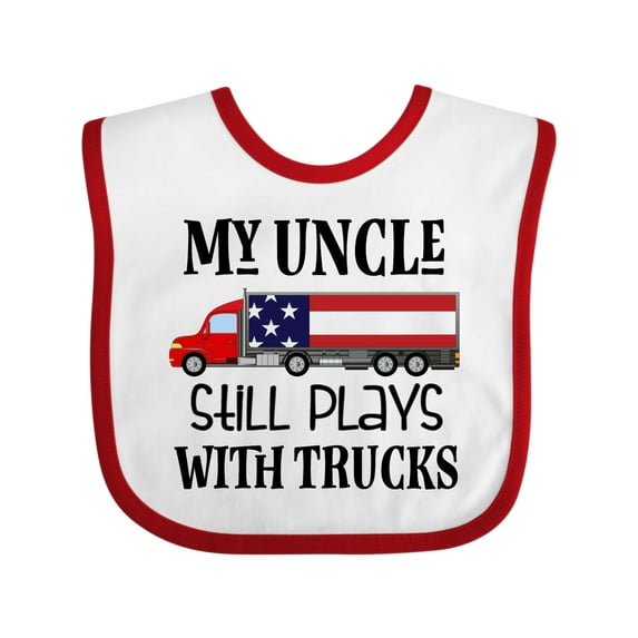 Inktastic My Uncle Still Plays with Trucks Boys or Girls Baby Bib