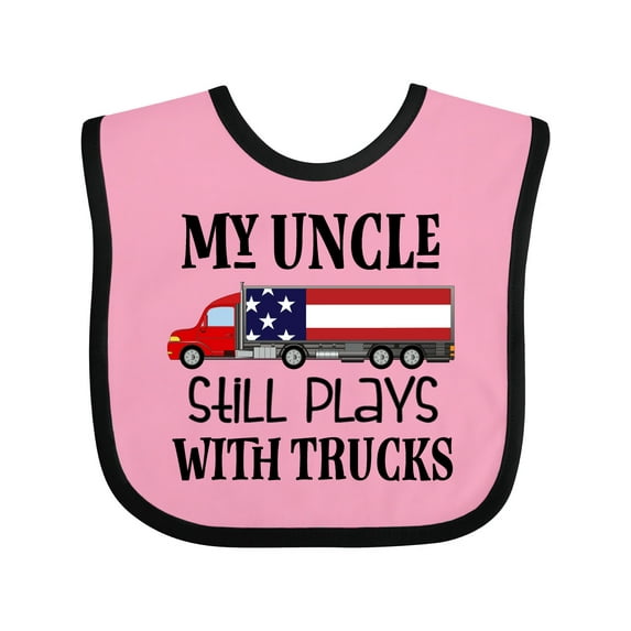 Inktastic My Uncle Still Plays with Trucks Boys or Girls Baby Bib